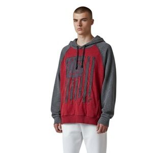 American Eagle Heritage Thermal Hoodie Red Gray Patch Flag XS